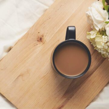 Coffee in black mug