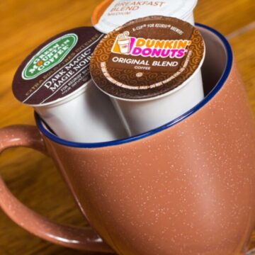 Coffee pods in a mug.
