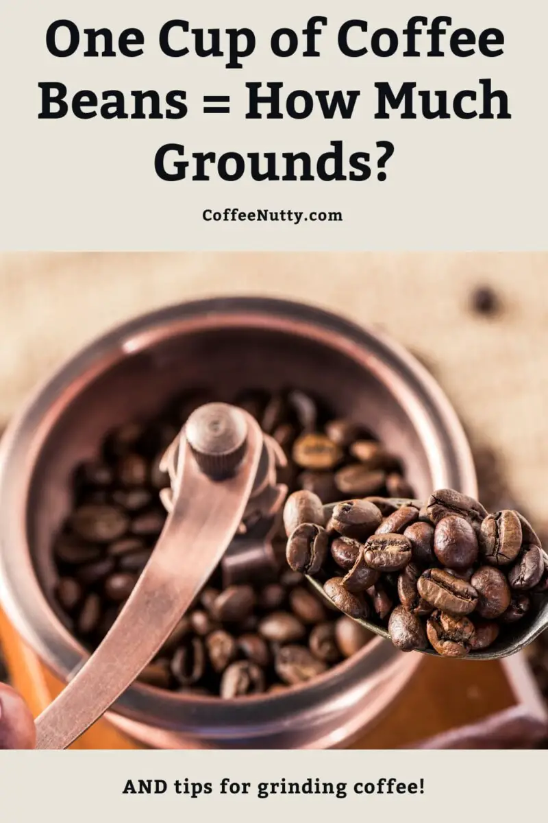 Grinding coffee beans in manual grinder.