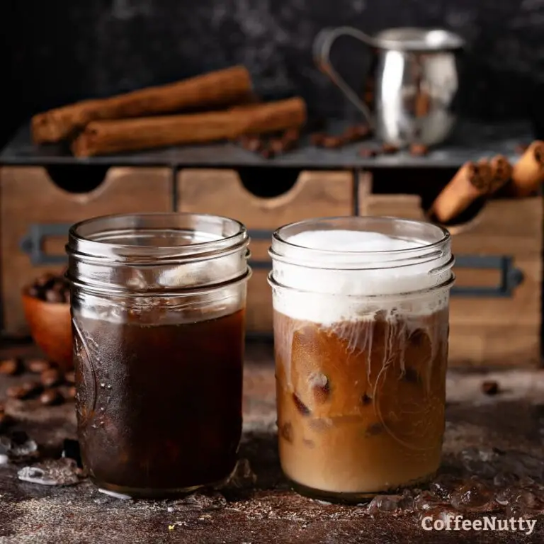 Cold foam on coffee in clear mugs.