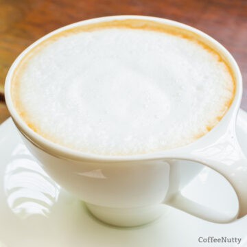 frothed milk on coffee beverage - how to use nespresso milk frother.